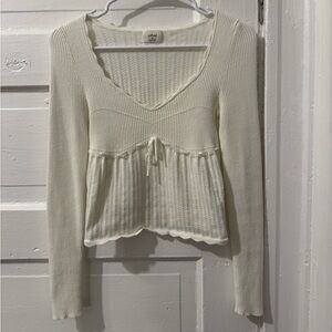 Aritzia Cream Ribbed Sweater